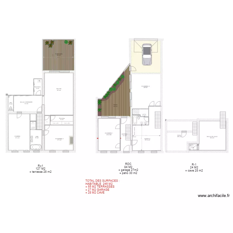 pelleport agencement de 2009 &agrave; 2018. Plan de 