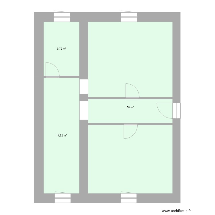 A RENOVER . Plan de 3 pièces et 71 m2