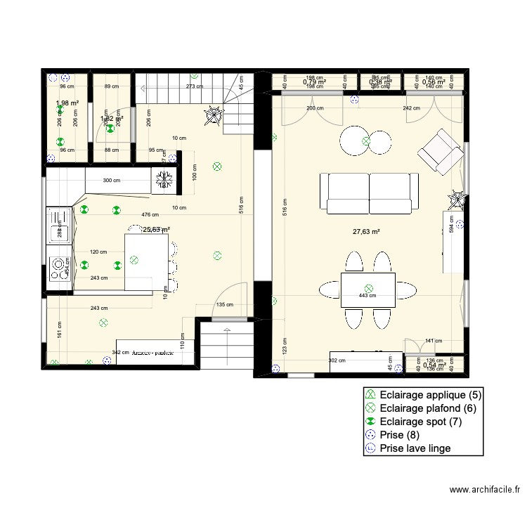 vernaison RDC 1. Plan de 8 pièces et 59 m2