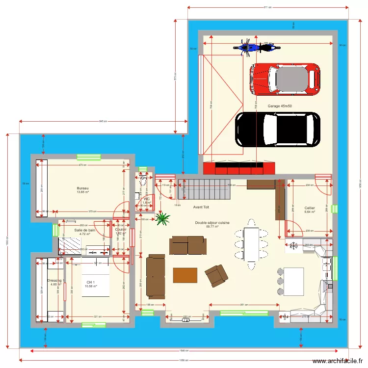 Plan avec Etage 142m2. Plan de 