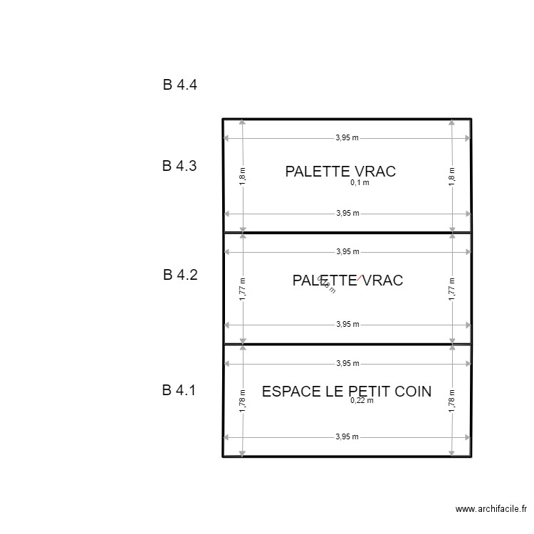 B 4. Plan de 3 pièces et 21 m2