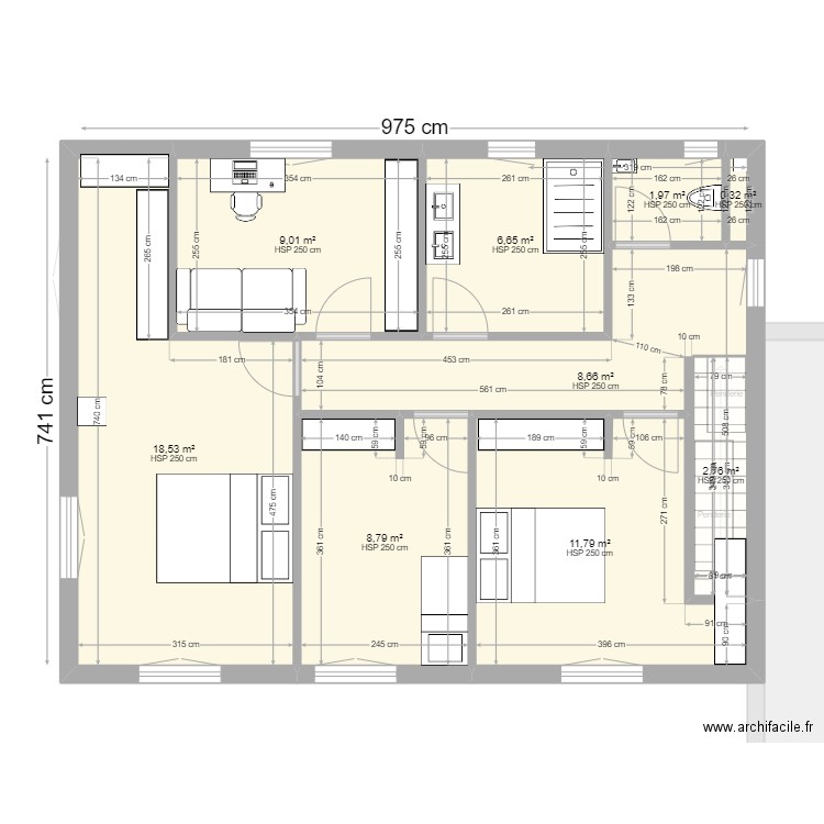 PCMI 2 - Plan de masse. Plan de 14 pièces et 165 m2