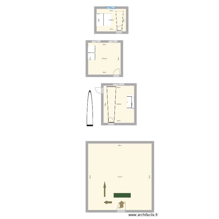 Le Chi de la porte. Plan de 4 pièces et 122 m2