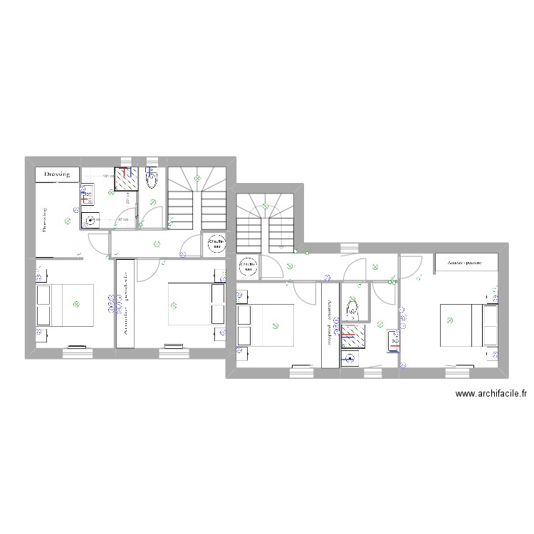 maison 2 étage1. Plan de 10 pièces et 71 m2