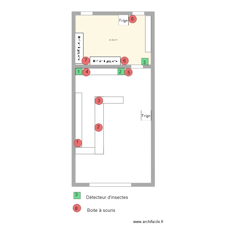 Evalya Capoue Namur. Plan de 1 pièce et 21 m2