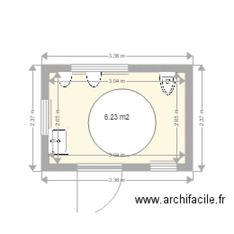 Toilettes publiques 26 0416 pièce unique porte extérieure. Plan de 0 pièce et 0 m2