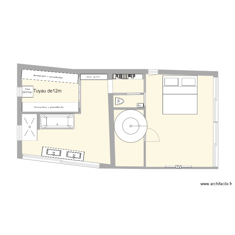 DUOVAC ETAGE. Plan de 4 pièces et 43 m2