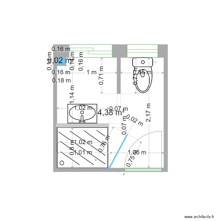 BENEDIC 2. Plan de 2 pièces et 4 m2