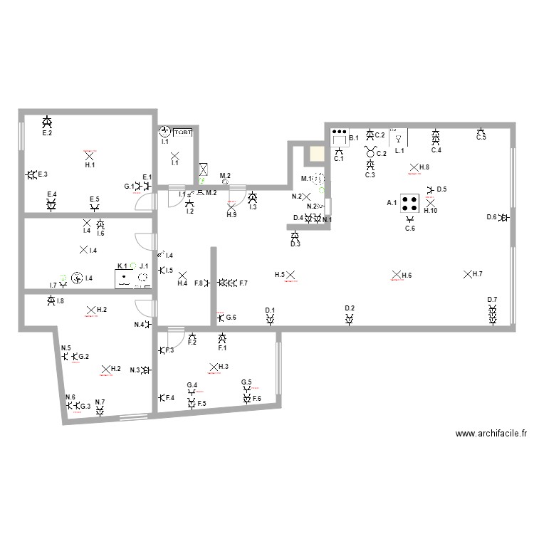 Bonsens. Plan de 7 pièces et 234 m2