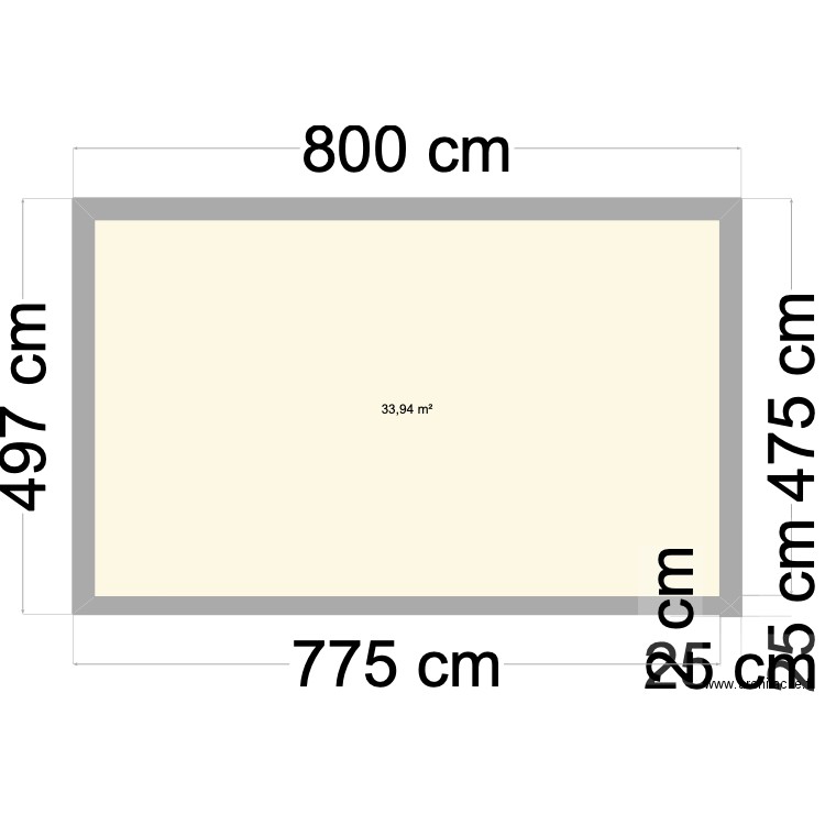 maison. Plan de 1 pièce et 34 m2