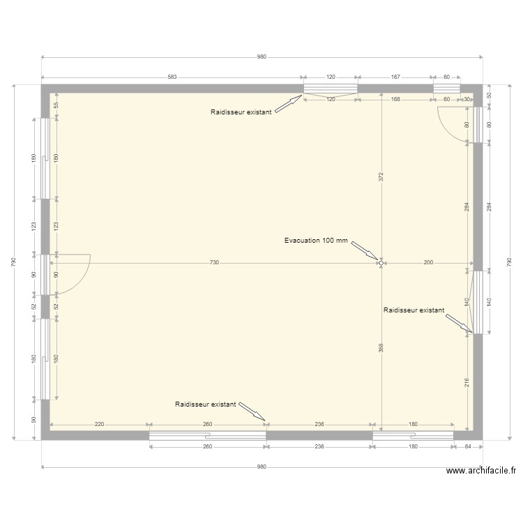 Ouverture étage extension 1. Plan de 1 pièce et 71 m2