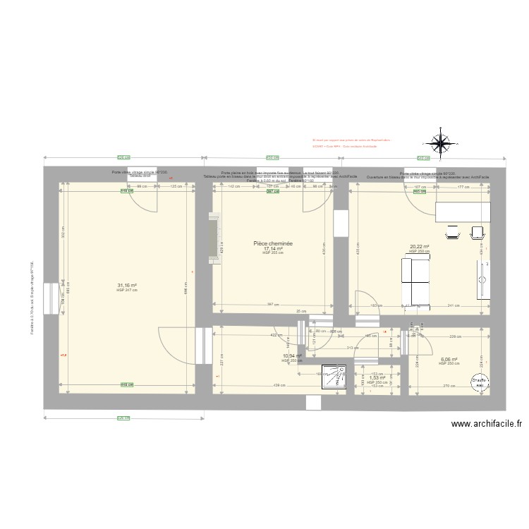 20211017 MAISON DE FERME F2 et atelier Scénario 0. Plan de 0 pièce et 0 m2