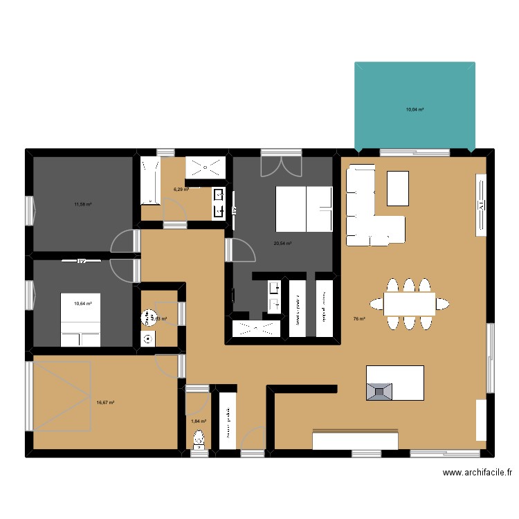 maison. Plan de 9 pièces et 156 m2