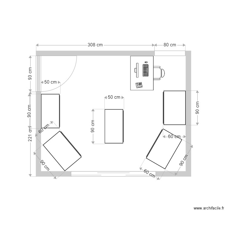 BOUTIQUE 1. Plan de 1 pièce et 11 m2