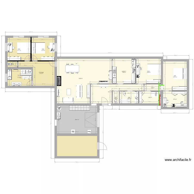 maison 4 ch 3 wc  2 sdb 2 sdd. Plan de 