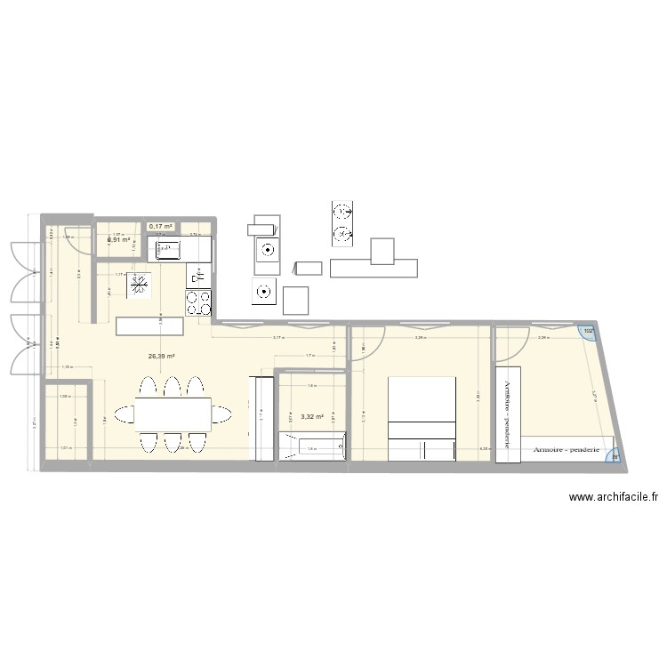 LORILLEUX AAPPARTEMENT 3. Plan de 5 pièces et 50 m2