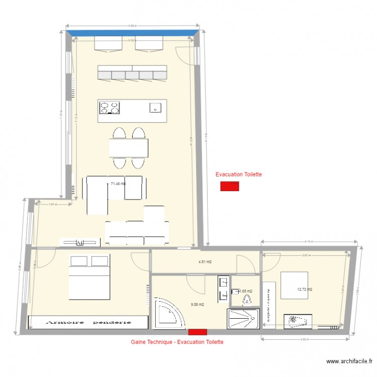 T2 couloir entrée cuisine ouverte  3. Plan de 0 pièce et 0 m2