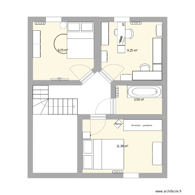 plan appartement. Plan de 4 pièces et 33 m2