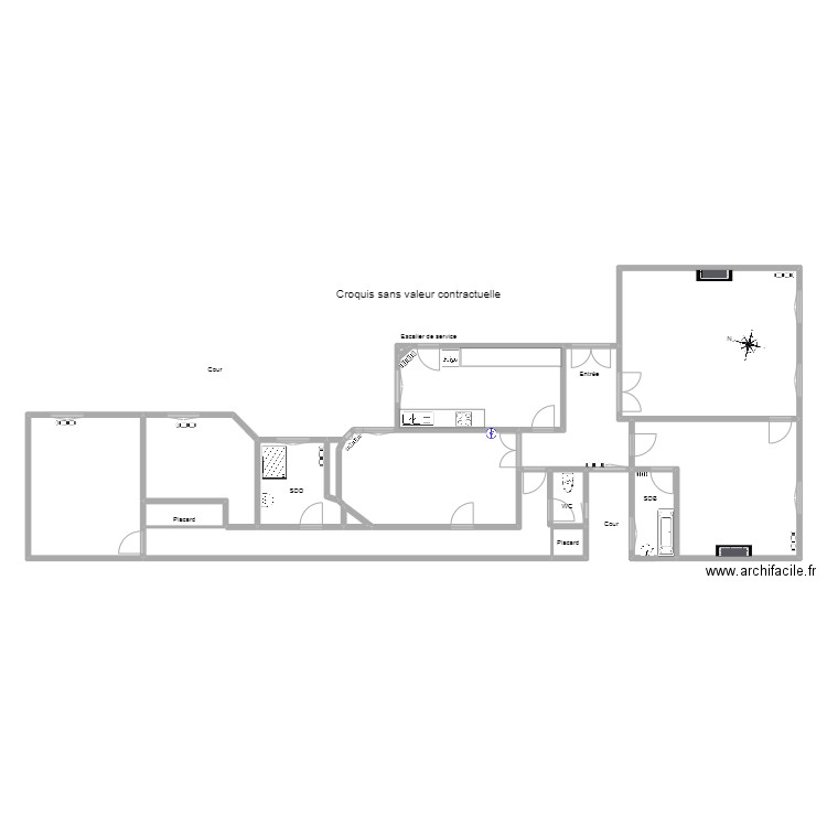 180 Grenelle. Plan de 12 pièces et 130 m2