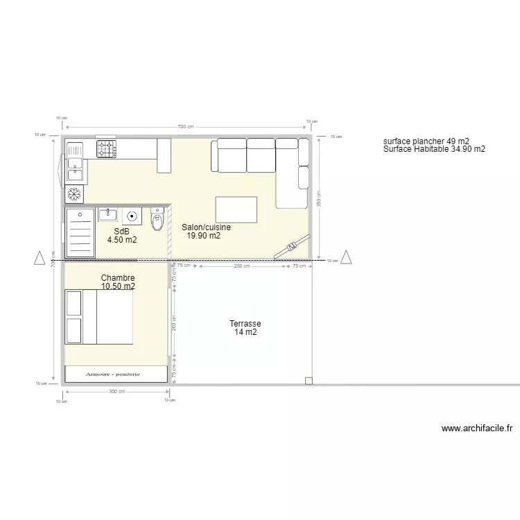 bungalow. Plan de 