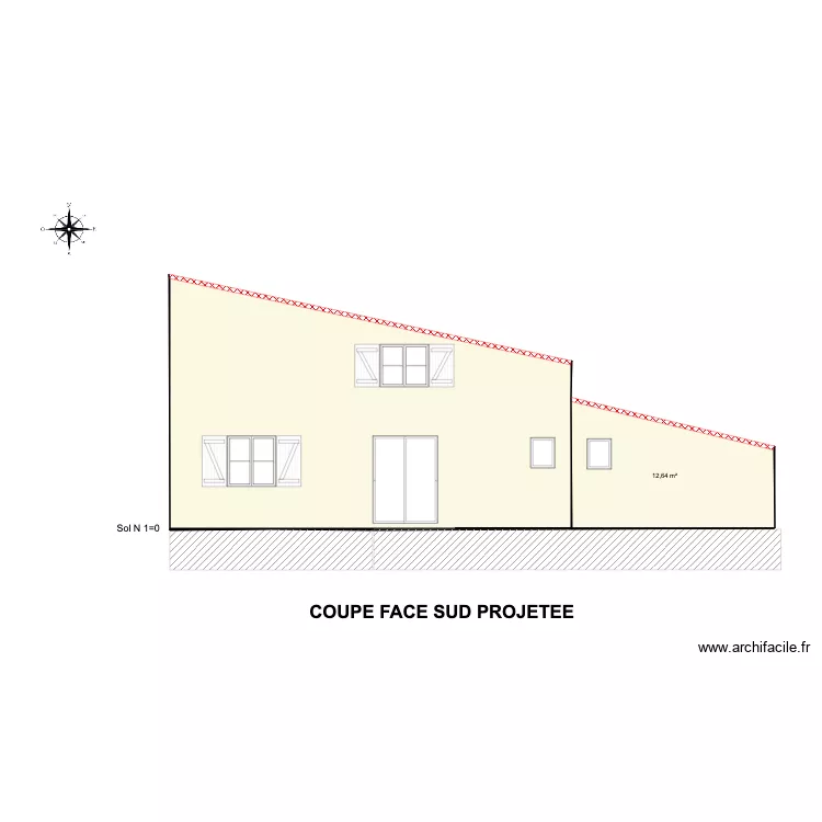 plan de coupe Face sud projetée 1. Plan de plan de coupe Face sud projetée 1. Plan de