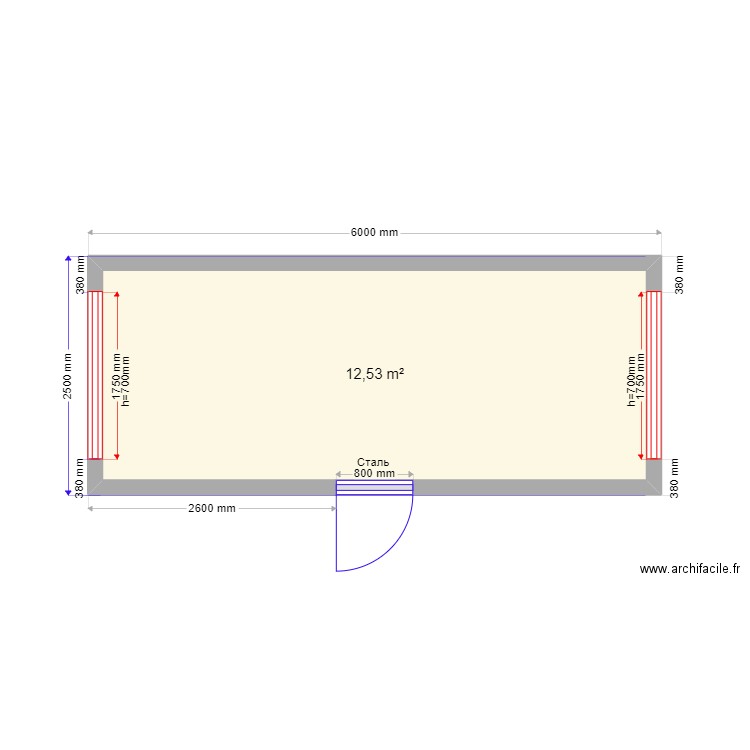  15 2 Дмитрий1. Plan de 1 pièce et 13 m2