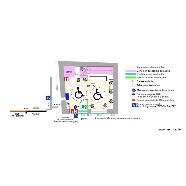 MAGASIN DE SOUVENIR APRES TRAVAUX avec plan de coupe. Plan de 0 pièce et 0 m2