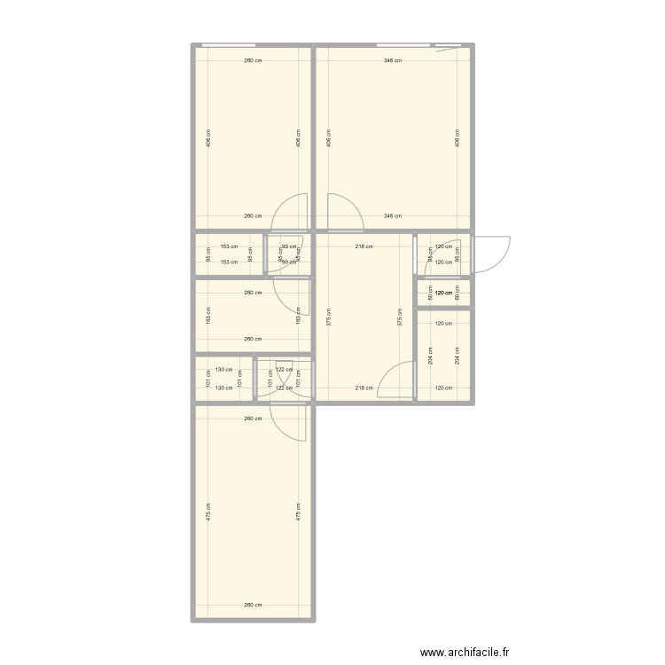 appartement. Plan de 12 pièces et 59 m2