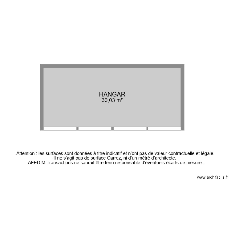 BI8781 HANGAR. Plan de 1 pièce et 30 m2