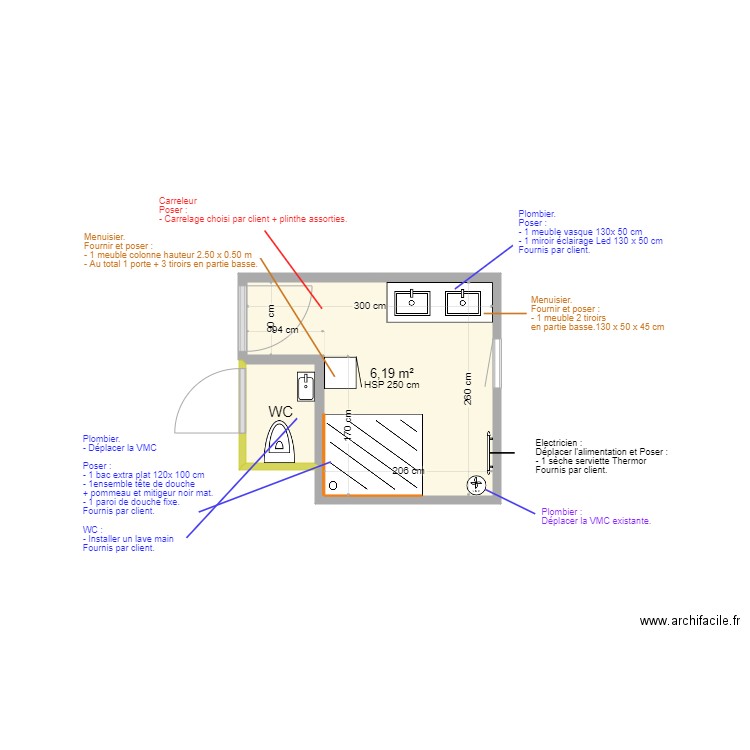 Salle de bain Marco Sissou. Plan de 0 pièce et 0 m2