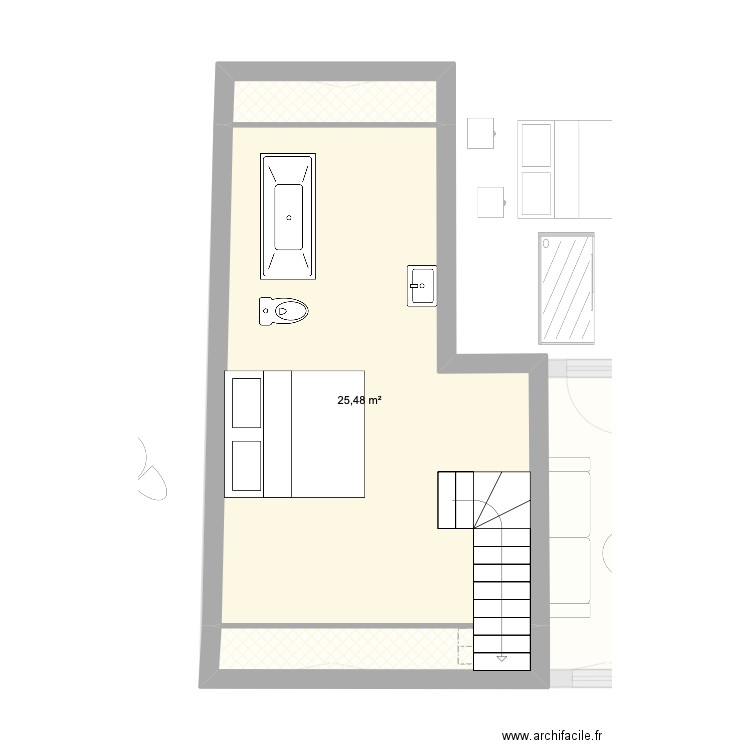 Combles. Plan de 5 pièces et 71 m2