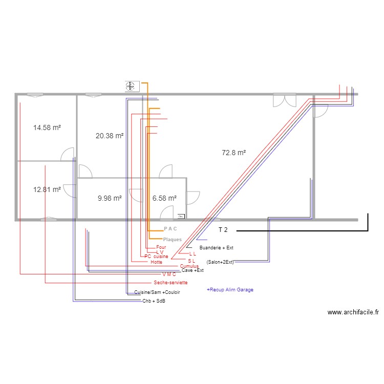La Ferrandiere (Lignes). Plan de 6 pièces et 137 m2