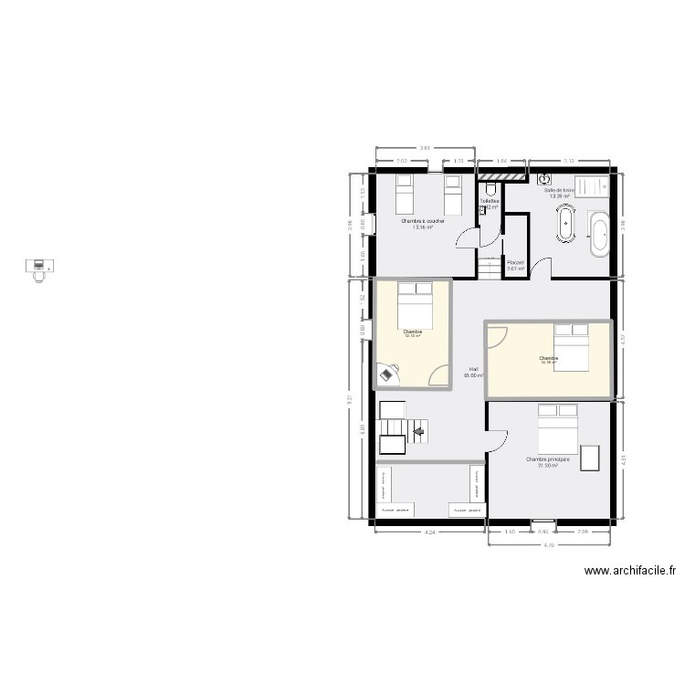 Saint Lamber +1. Plan de 2 pièces et 26 m2