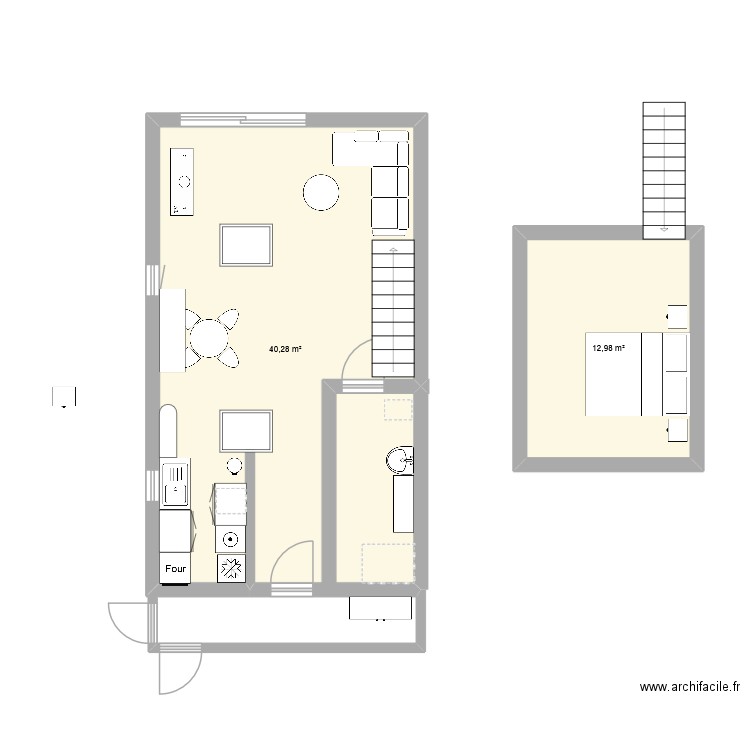 Laura. Plan de 2 pièces et 53 m2