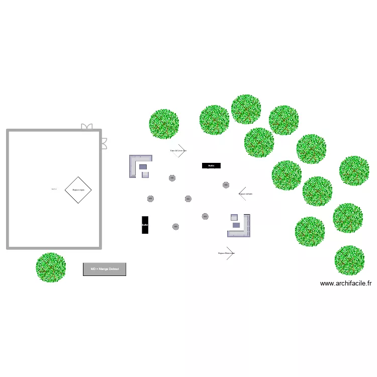 Mariage Sarah & Quentin - Espace cocktail. Plan de 1 et 187 m² Mariage Sarah & Quentin - Espace cocktail. Plan de 1 et 187 m²