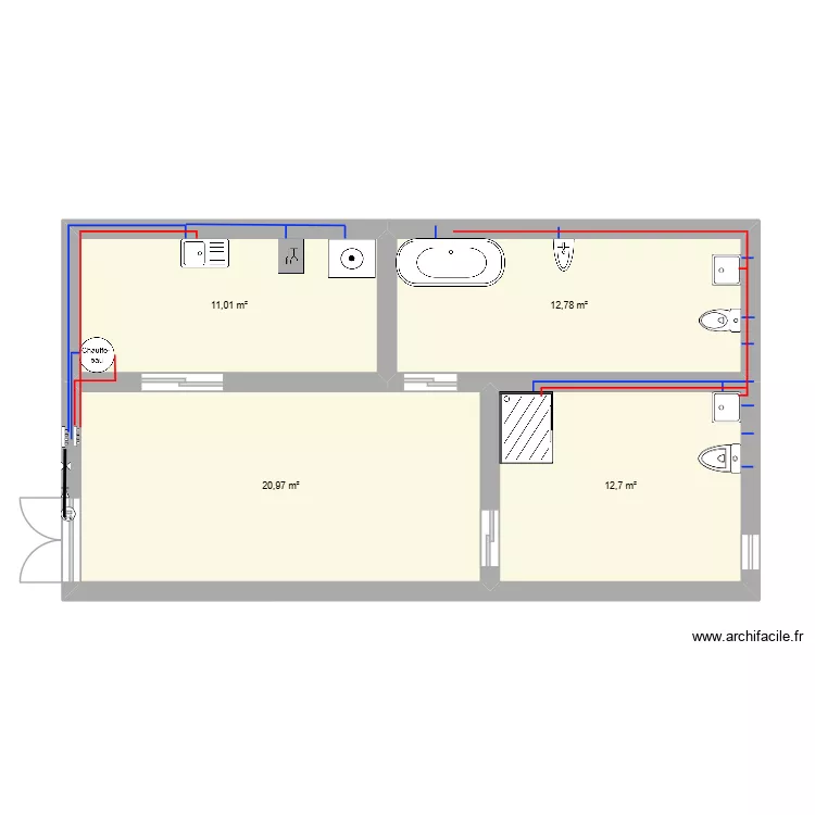 mou3anet. Plan de 4  et 57 m²