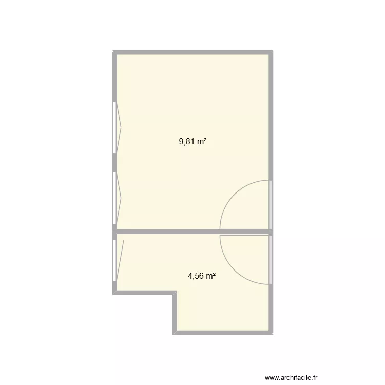 salle de bain. Plan de 2  et 14 m²