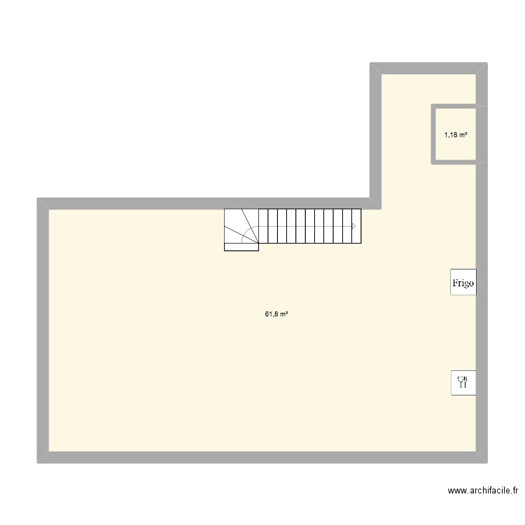 Brazza. Plan de 2 pièces et 63 m2