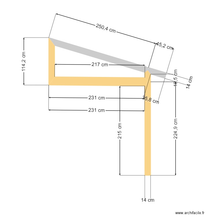 coupe00135. Plan de 1 pièce et 1 m2