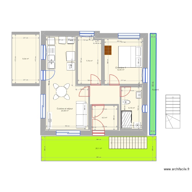 Garage projet simplifié variante duplex 3. Plan de 31 pièces et 439 m2