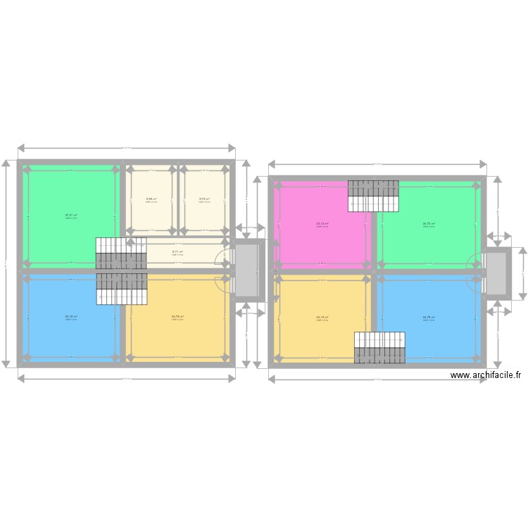 immeuble essai. Plan de 12 pièces et 205 m2