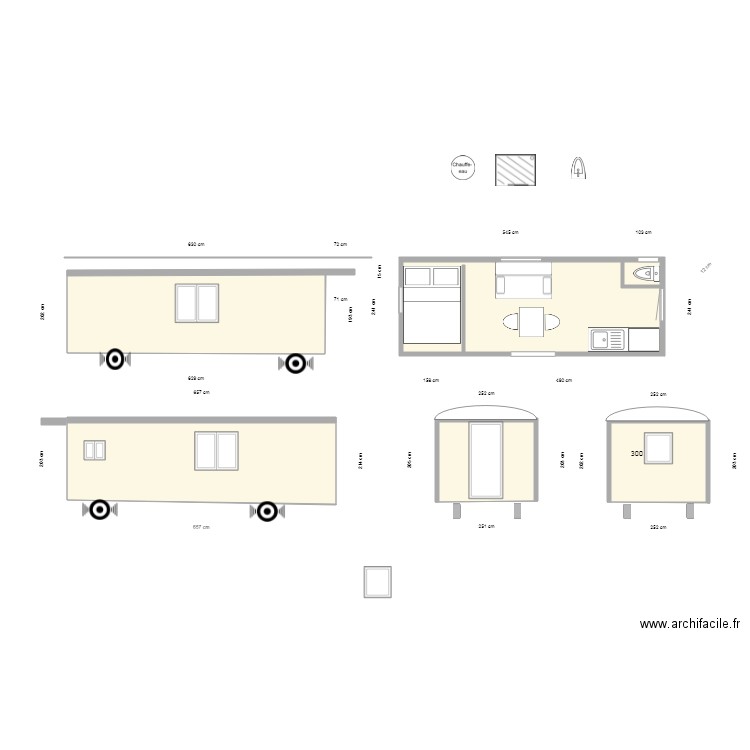 roulOTTE 650  r  faugier aménagé. Plan de 6 pièces et 47 m2