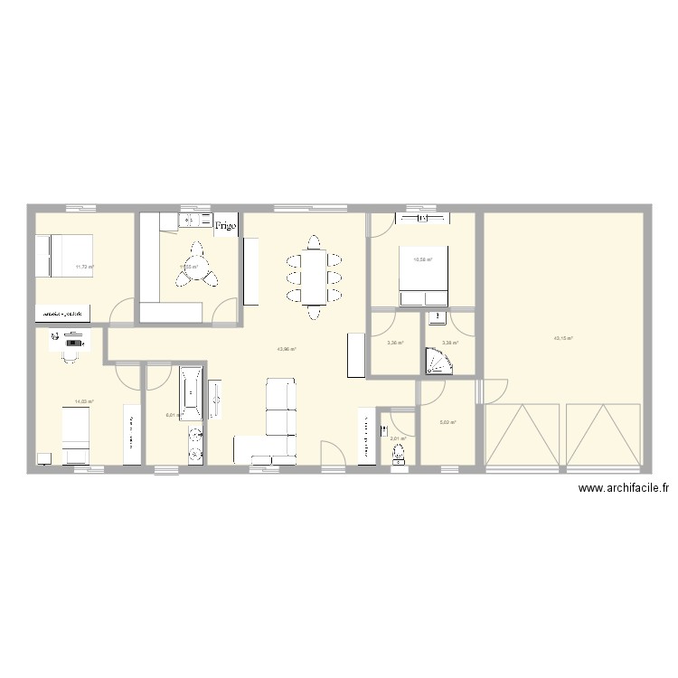 plan double garage. Plan de 11 pièces et 155 m2