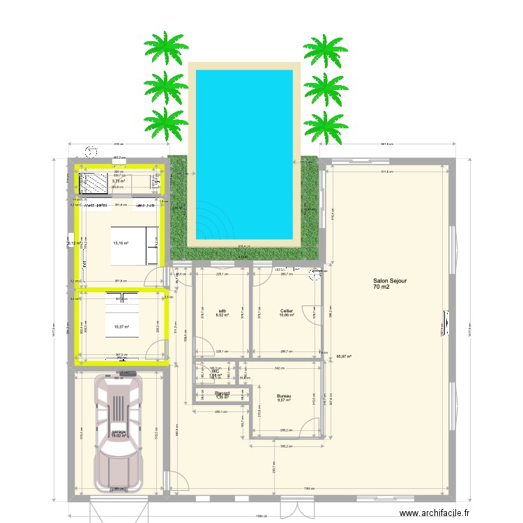 PARADIS v6. Plan de 11 pièces et 174 m2