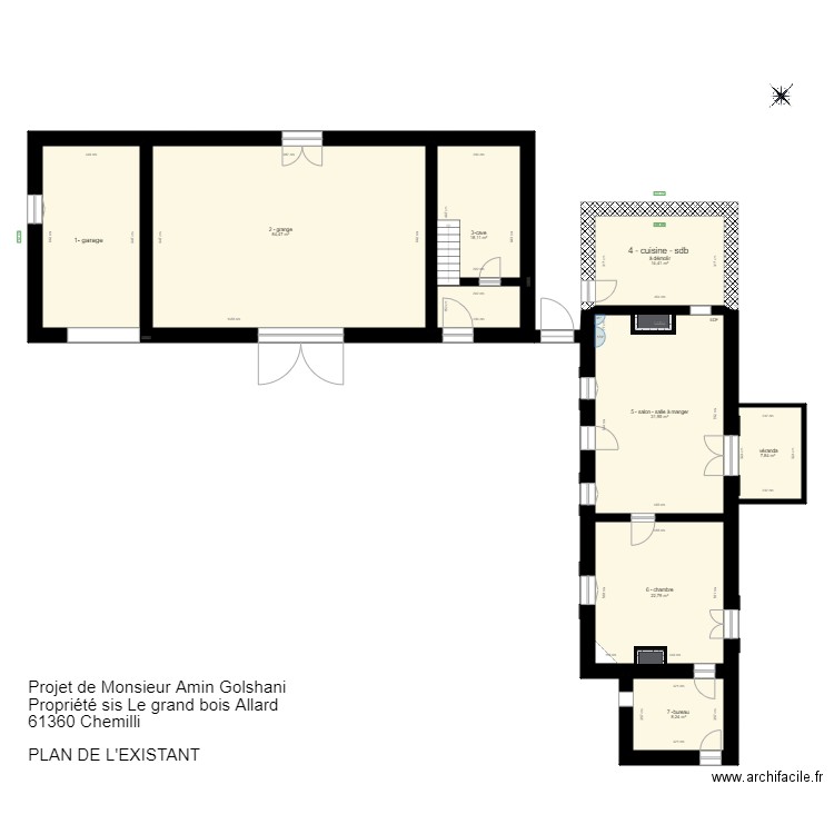 plan RDC Golshani  existant. Plan de 0 pièce et 0 m2