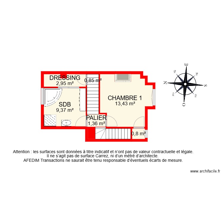 BI 8486 ETAGE 1. Plan de 10 pièces et 34 m2