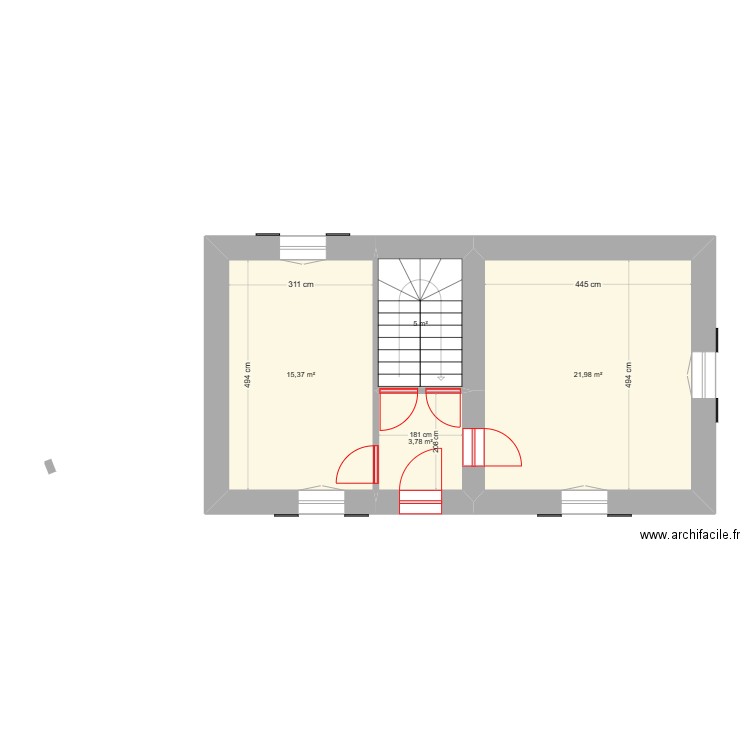 Rez Vaugneray. Plan de 4 pièces et 46 m2