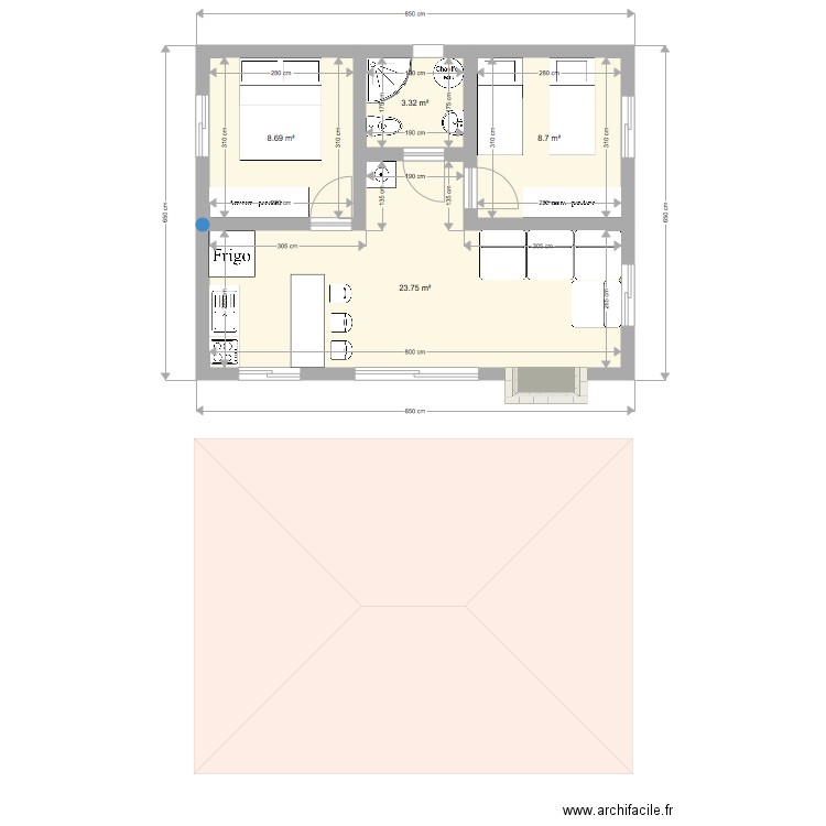 plan de maison 48m2