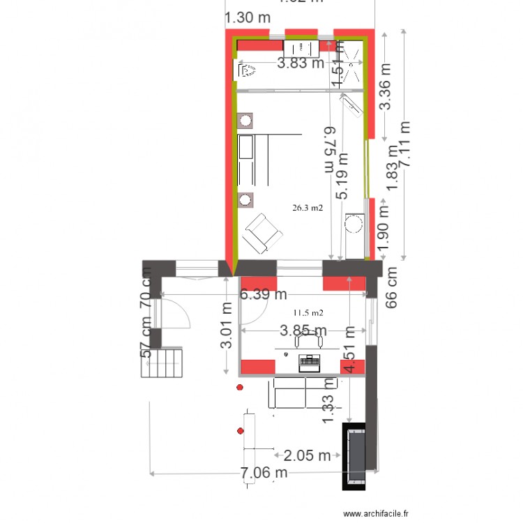 projet amenagement  cote a construire . Plan de 0 pièce et 0 m2