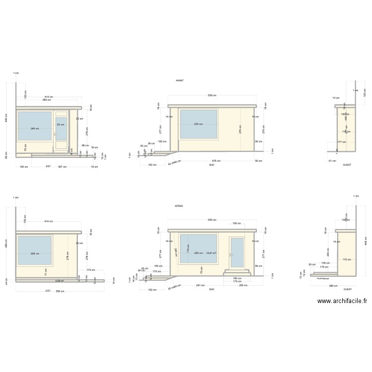 FACADE SALON. Plan de 25 pièces et 64 m2